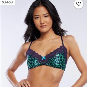 Savage x Fenty satin green leopard bralette